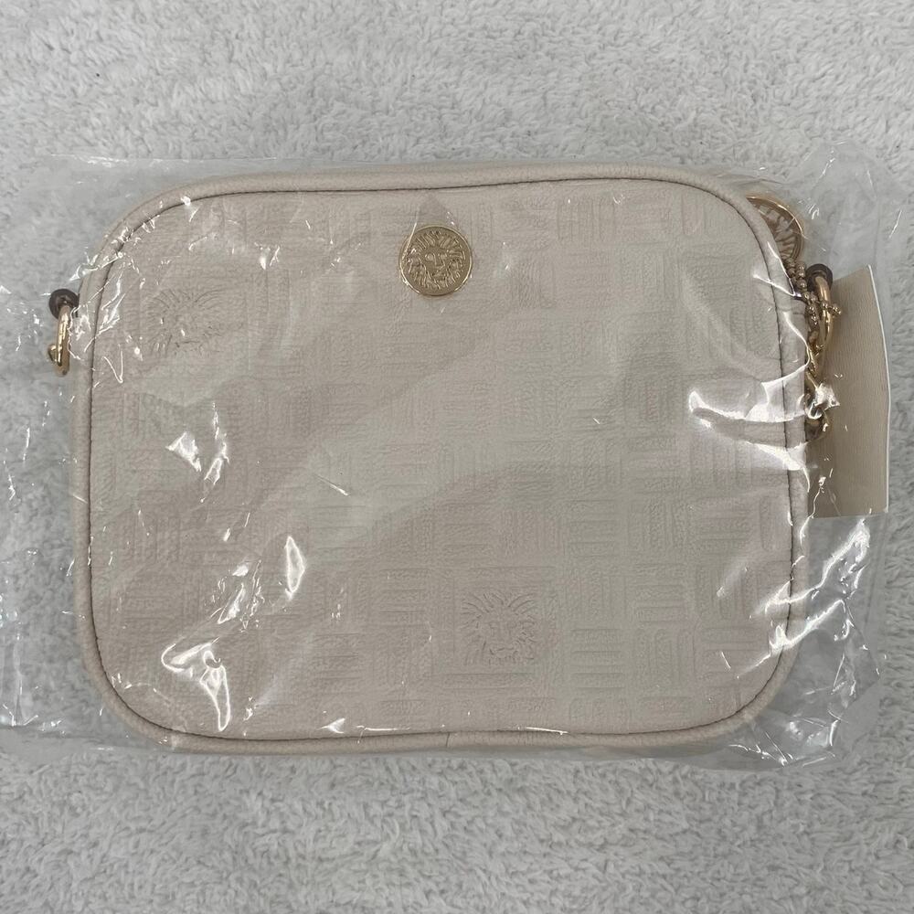 Anne Klein Camera Crossbody Bag Oyster Color Gold Hardware AKH3372 New